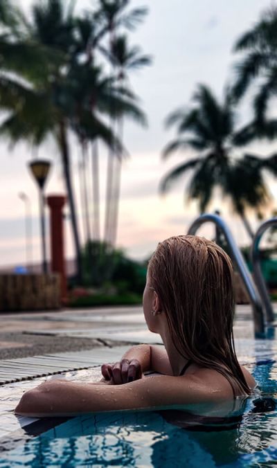 Enjoying an outdoor pool in Madeira